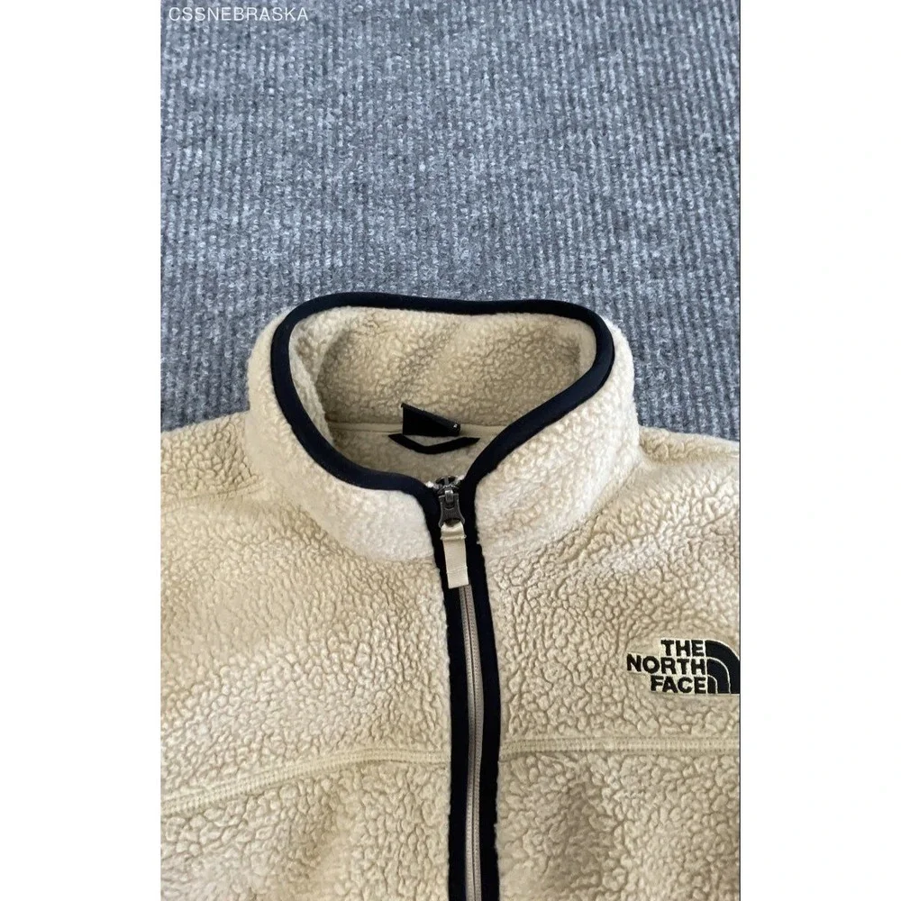 The North Face Men's Campshire Full Zip Sherpa Fleece Jacket Beige Cream Sz S